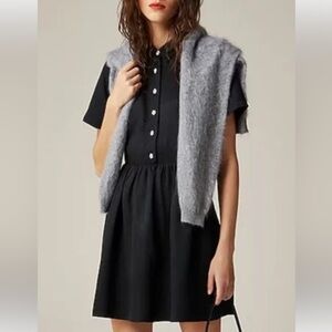 J. Crew Collection Shirtdress With Jewel Buttons Black Mini Short Sleeve size 8